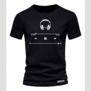 Camiseta Masculina 100% Algodão Estampa Fone Play Dj