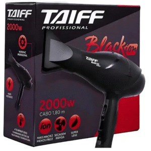 Secador De Cabelo Profissional 2000w Cor Preto 127V/220V - Taiff Black Ion