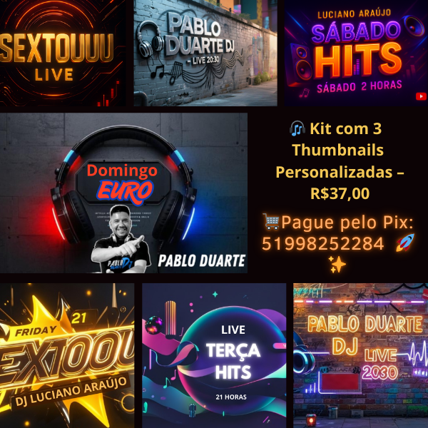 KIT COM 3 THUMBNAILS PERSONALIZADAS –