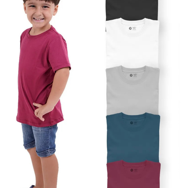 Camisetas Infantil Menino Básica By Zaroc Tam 2 Ao 16 - Kit 5 und