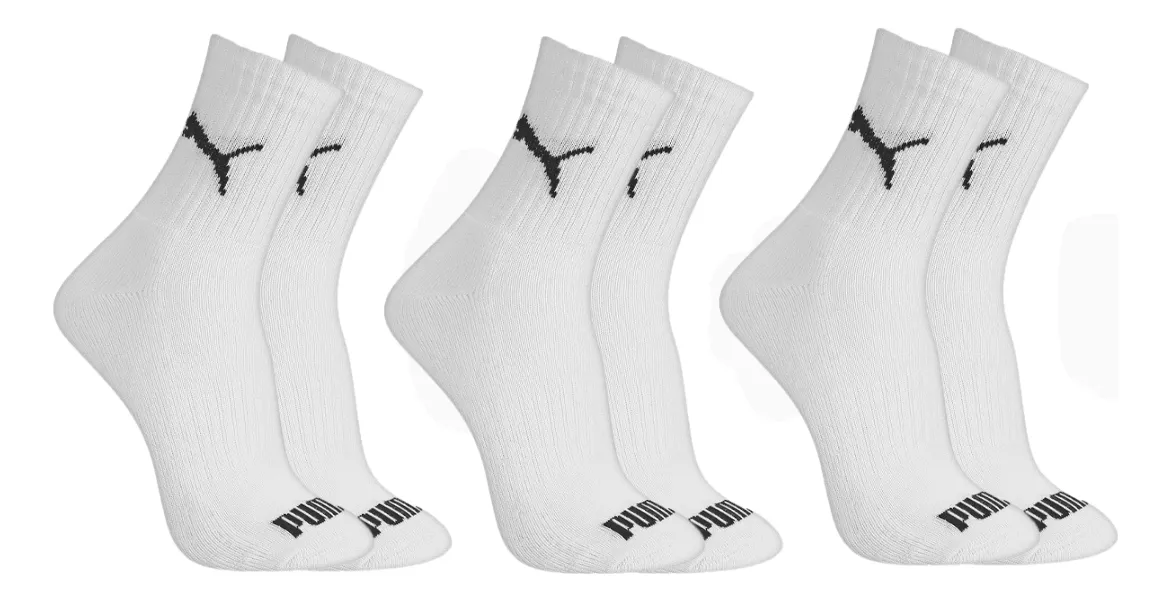 Kit 3 Pares Meias Puma Cano Médio Original Masculino Algodão