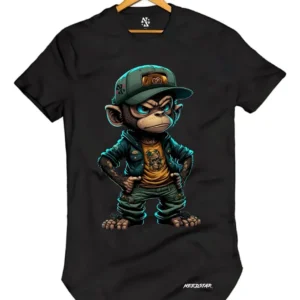 Camisa Camiseta Longline Masculina Blusão Needstar Macaco 45