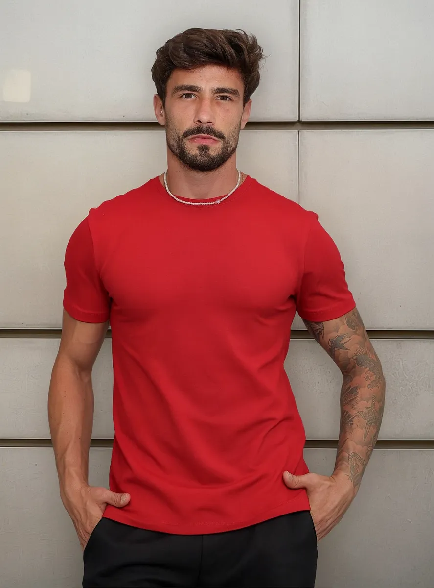 Camiseta Masculina Camiseta Básica Algodão Malha Peruana