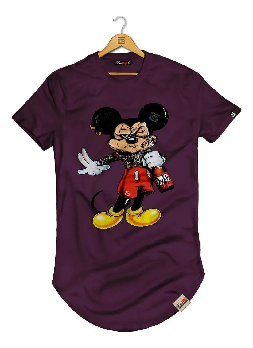 Camiseta Longline Blusa Longa Camisa Mikey Duff Beer
